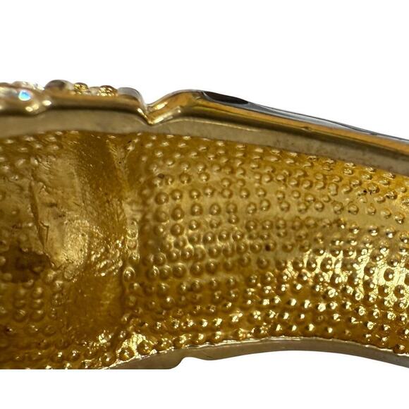 VTG Black Enamel Panther Door Knocker Bangle Bracelet Hinge Ciner Style - Picture 5 of 7